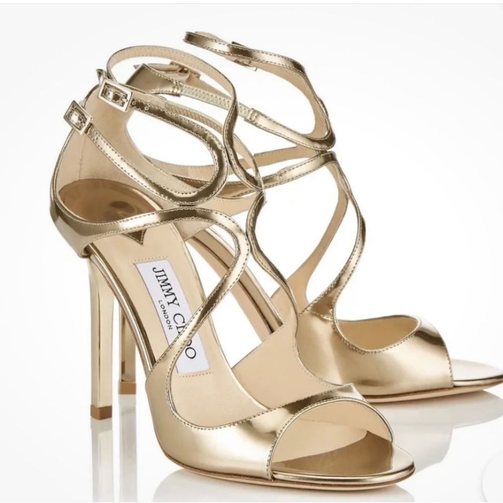 JIMMY CHOO LANG GOLD HEELS